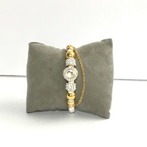 White Leather /Gold stainless Steel Bracelet